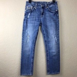 Miss Me Boyfriend Capri Embellished Flap Pockets Distressed Contrast Stitching